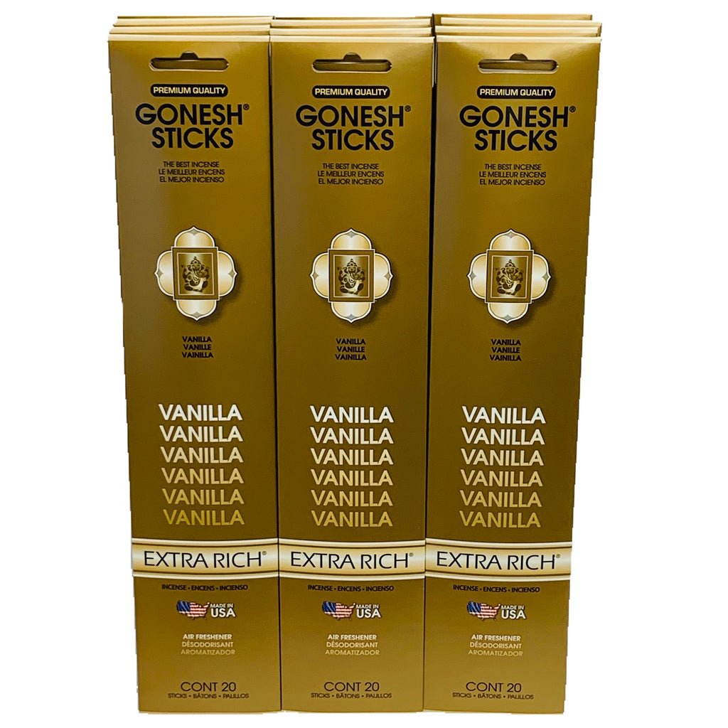 Vanilla 20sticks X 12pk set (Total 240sticks) GONESH インセンス スティック