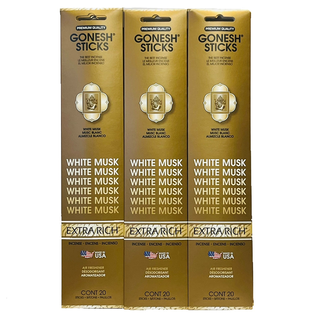 White Musk - Gold Package - 20sticks X 12pk set (Total 240sticks) GONESH インセンス スティック