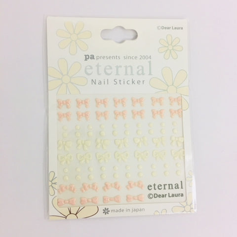 ネイル スティッカー リボン柄 白 ピンク pa46 Dear Laura